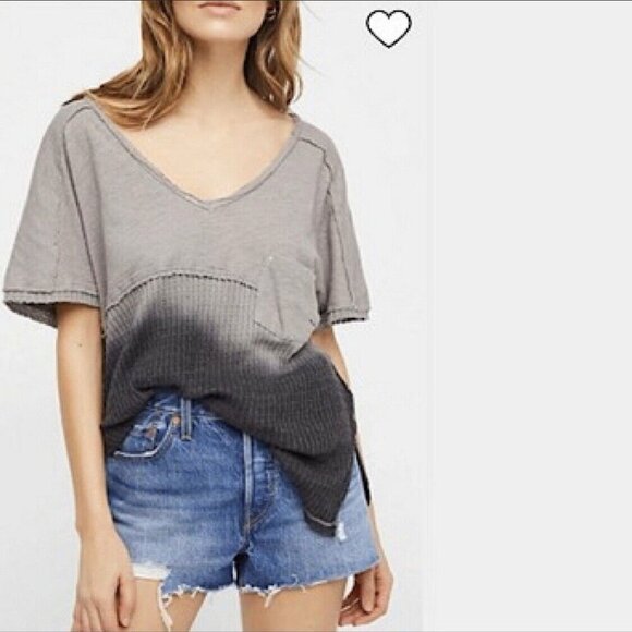 Free People We The Free Grey Ombré Sun Dial Oversized Tee - Picture 1 of 6